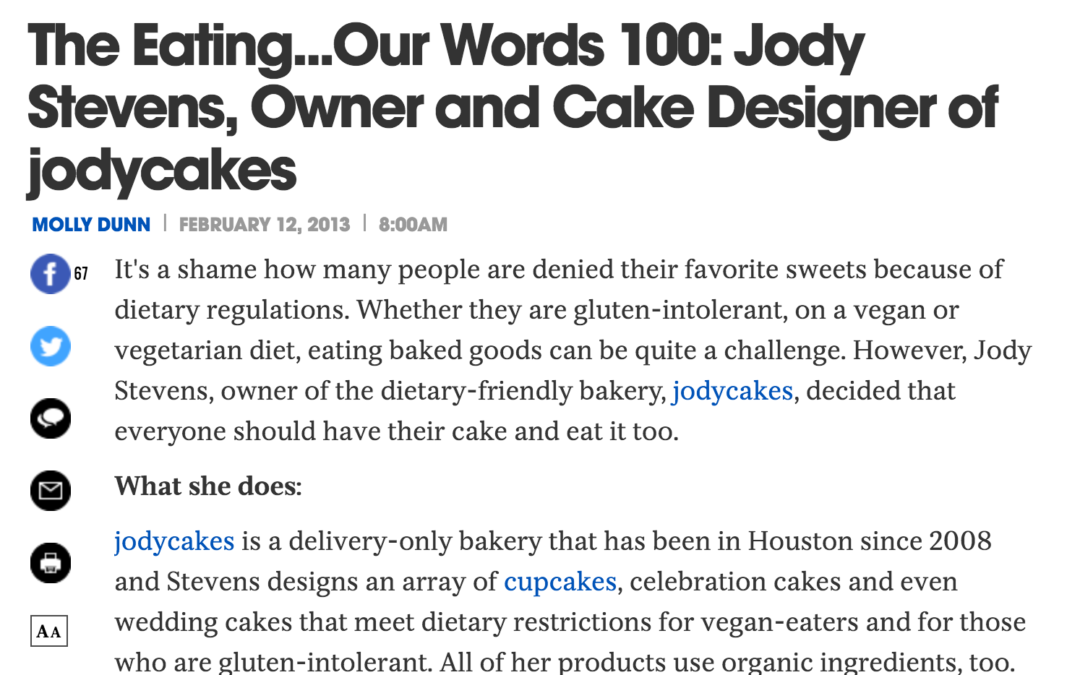 The Eating…Our Words 100: Jody Stevens, Owner and Cake Designer of jodycakes – Houston Press